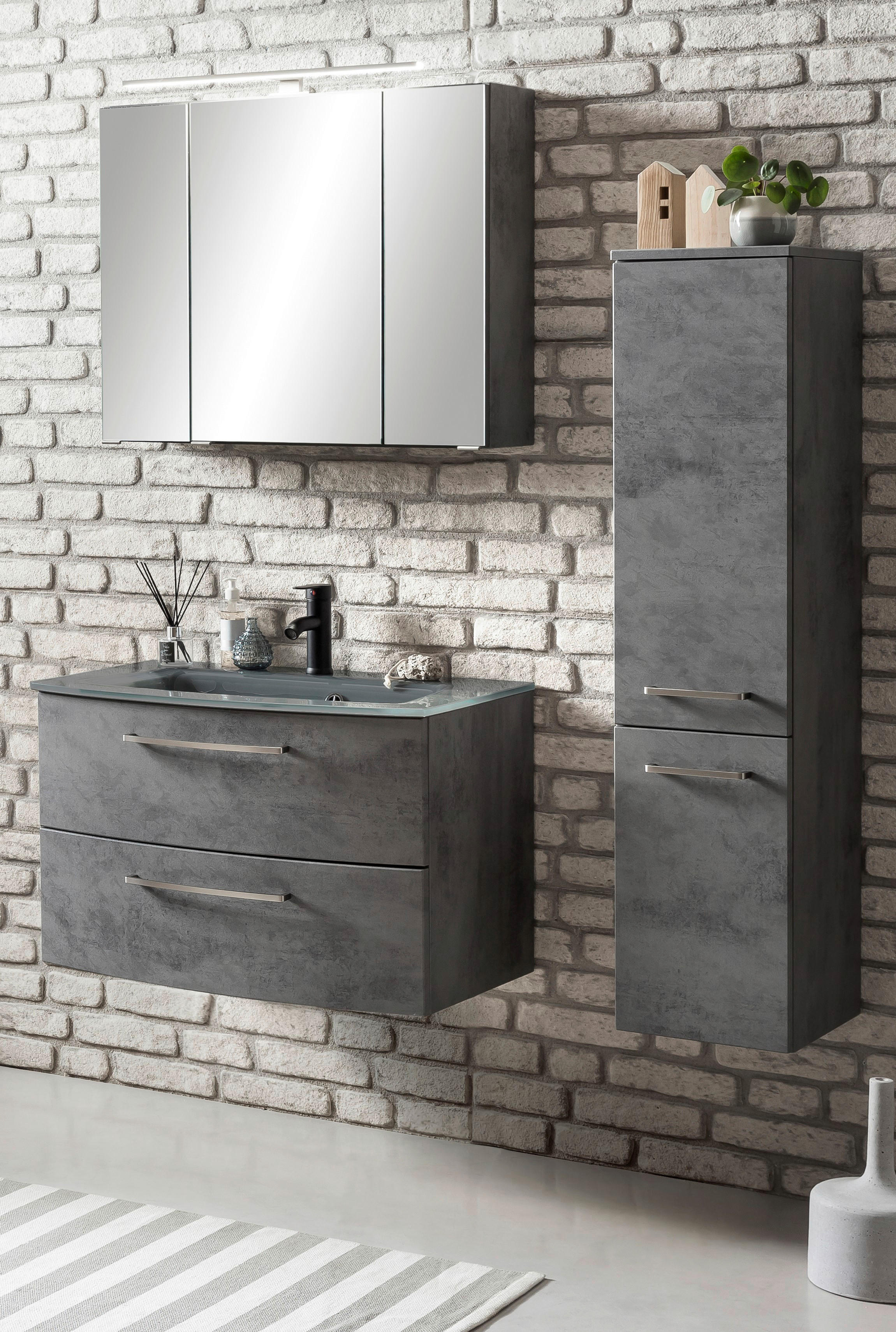 BADEZIMMER  in 110 cm  - Grau, Konventionell, Glas/Holzwerkstoff (110cm) - Held