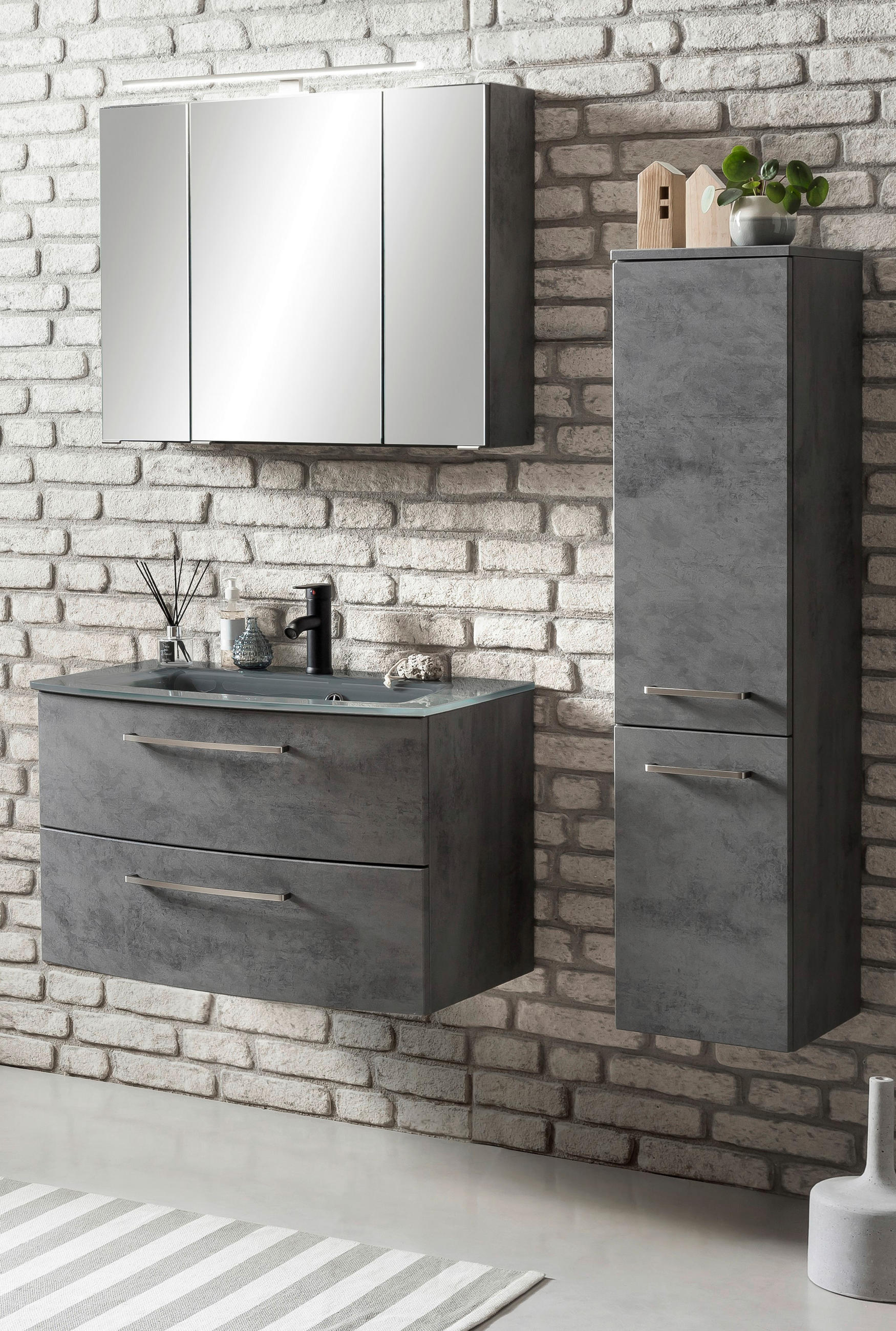 BADEZIMMER in 110 cm - Grau, KONVENTIONELL, Glas/Holzwerkstoff (110cm) - Held