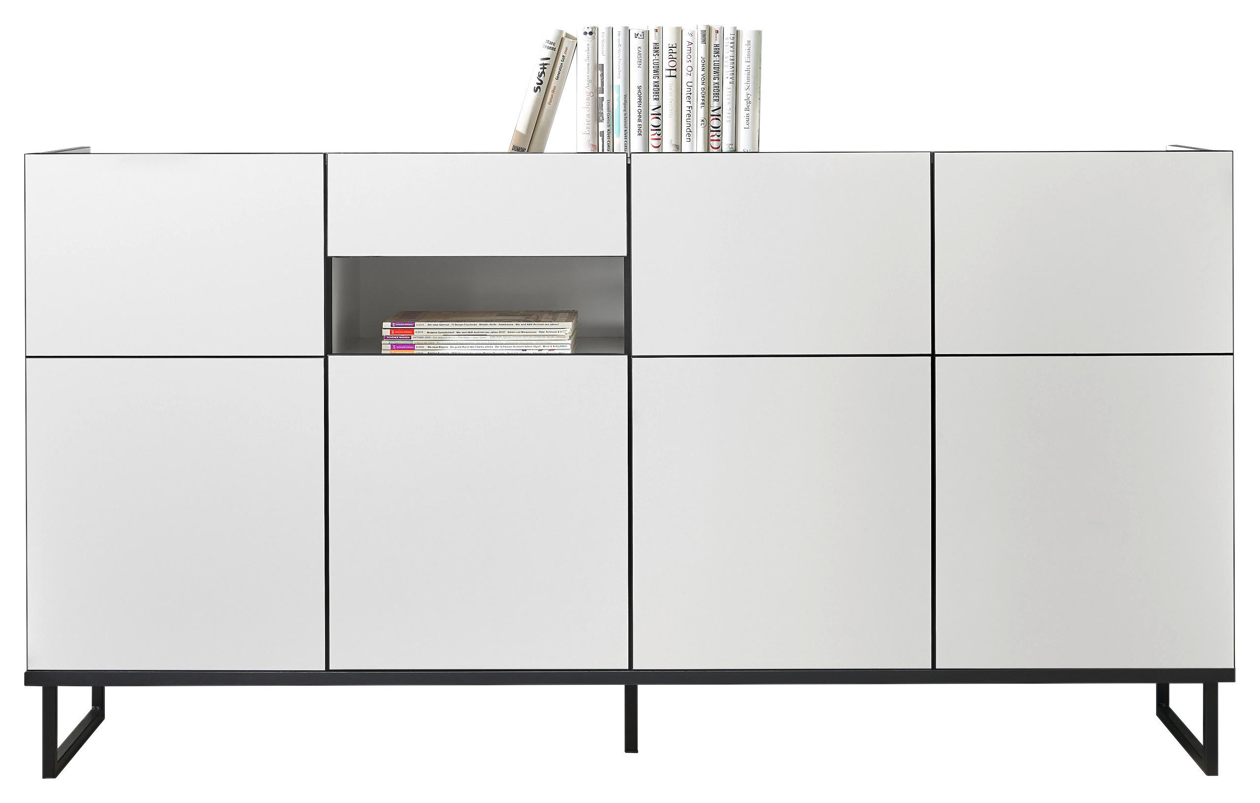COMODĂ CU UșI 180/94/40 cm  - alb/negru, Design, metal/material pe bază de lemn (180/94/40cm) - home24