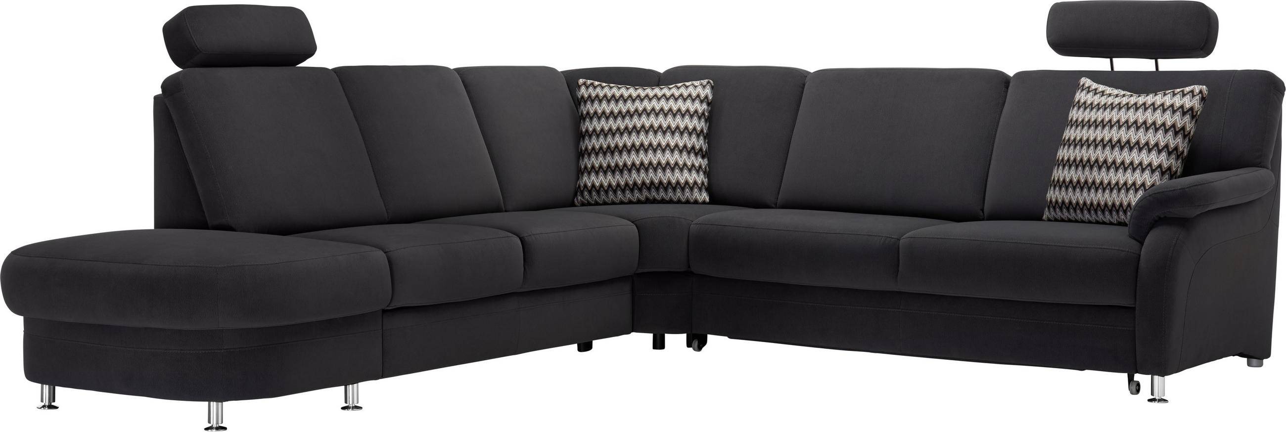 ECKSOFA in Flachgewebe Anthrazit  289/269 cm  - Anthrazit/Alufarben, KONVENTIONELL, Textil/Metall (289/269cm) - Beldomo System