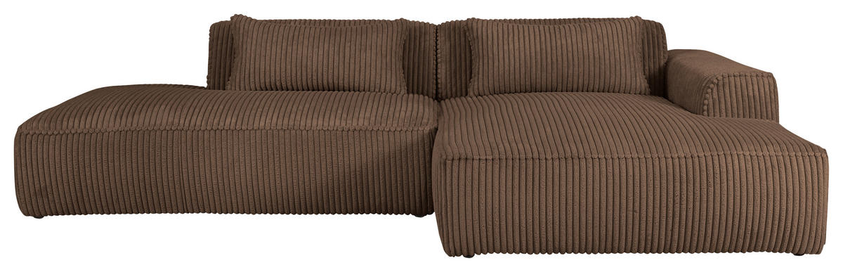 ECKSOFA Cord Braun  - Schwarz/Braun, Konventionell, Holzwerkstoff/Kunststoff (294/165cm) - Livetastic