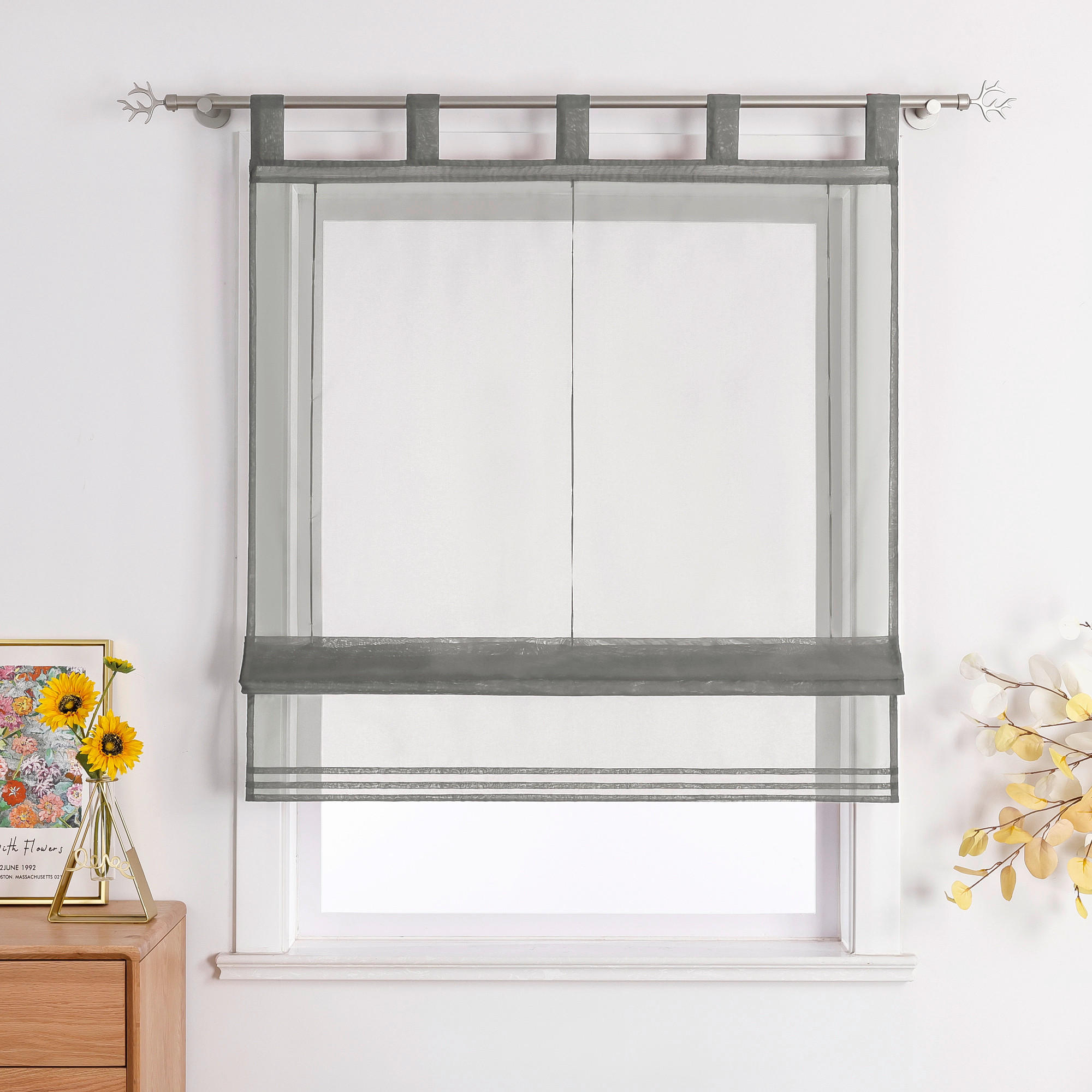 RAFFROLLO  transparent  100/155 cm    - Hellgrau, Basics, Textil (100/155cm)