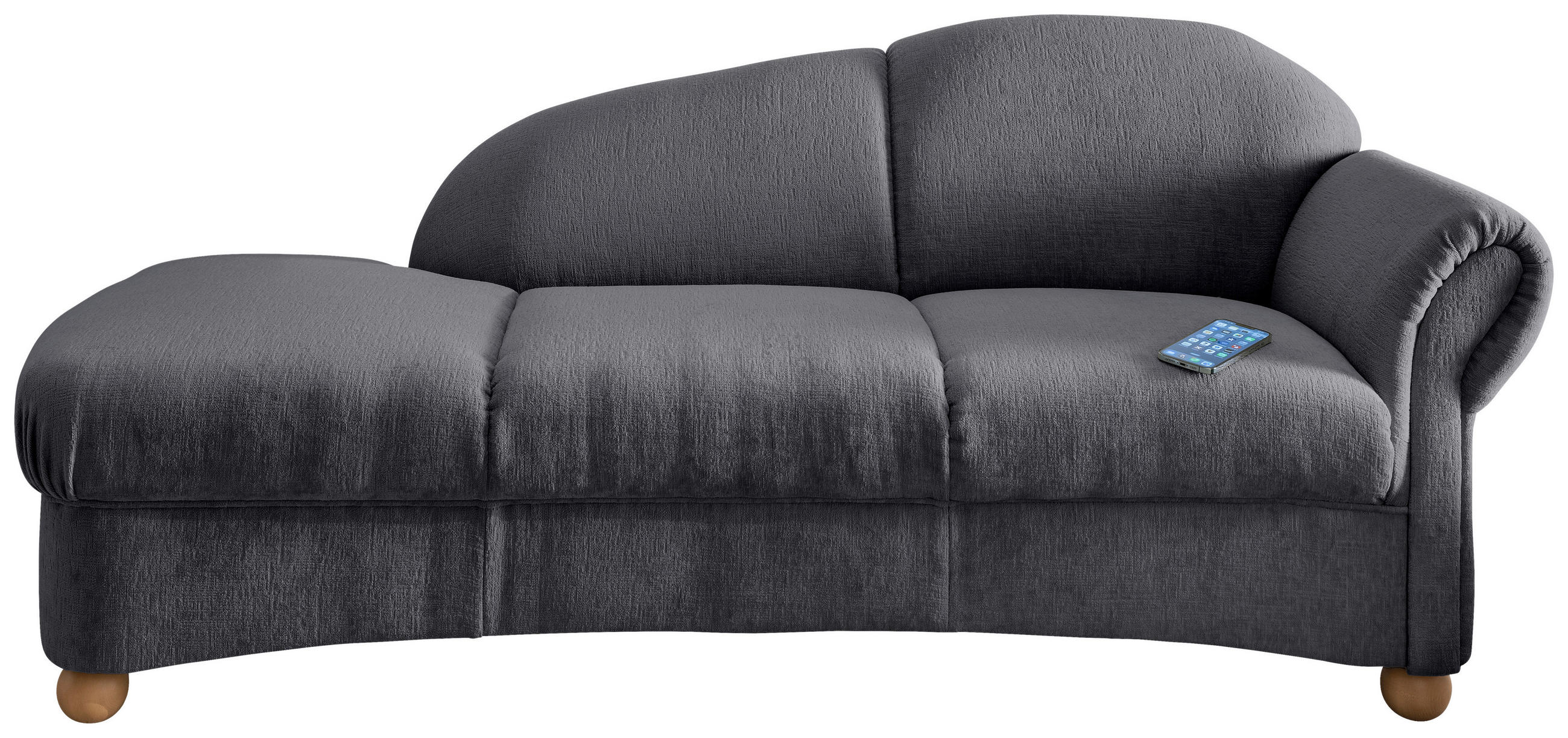 OTTOMANE in Mikrofaser Anthrazit  - Wildeiche/Anthrazit, KONVENTIONELL, Holz/Textil (190/84/86cm) - Livetastic