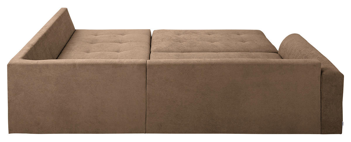 ECKSOFA inkl. Hocker Ariella Beige Mikrofaser  - Beige/Naturfarben, Design, Holz/Textil (161/231cm) - Livetastic