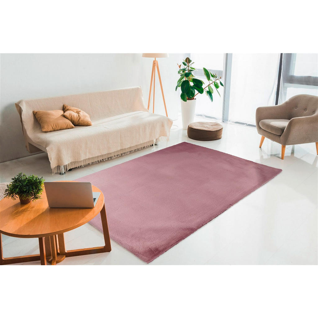Thumbnail - Hochflorteppich Rabbit Light 525 Rosa, Rosa, Textil, Uni, rechteckig, 200x290 cm, pflegeleicht, Teppiche & Böden, Teppic...