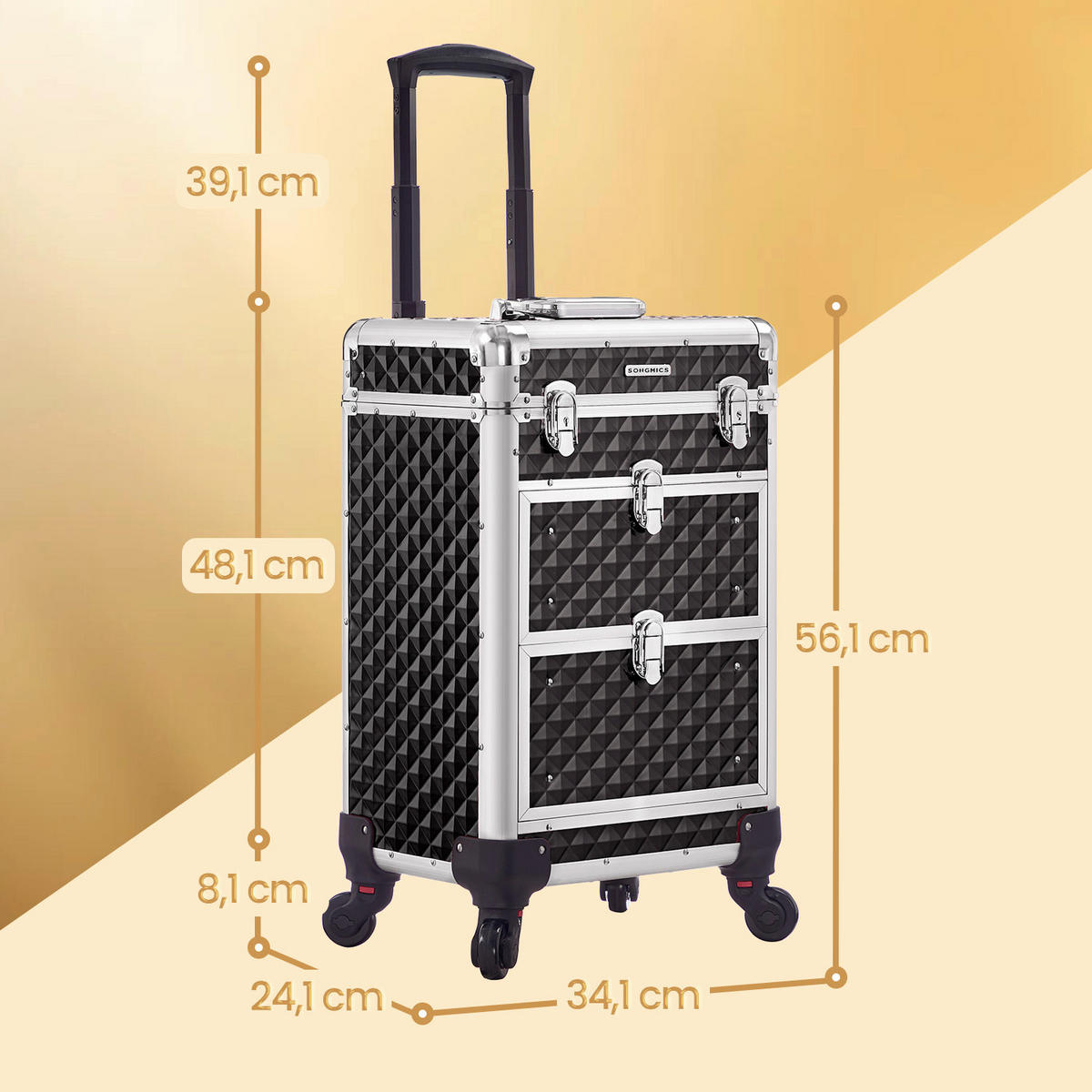 KOSMETIKKOFFER  - Silberfarben/Schwarz, Trend, Holzwerkstoff/Kunststoff (34/95/24cm) - Boxxx