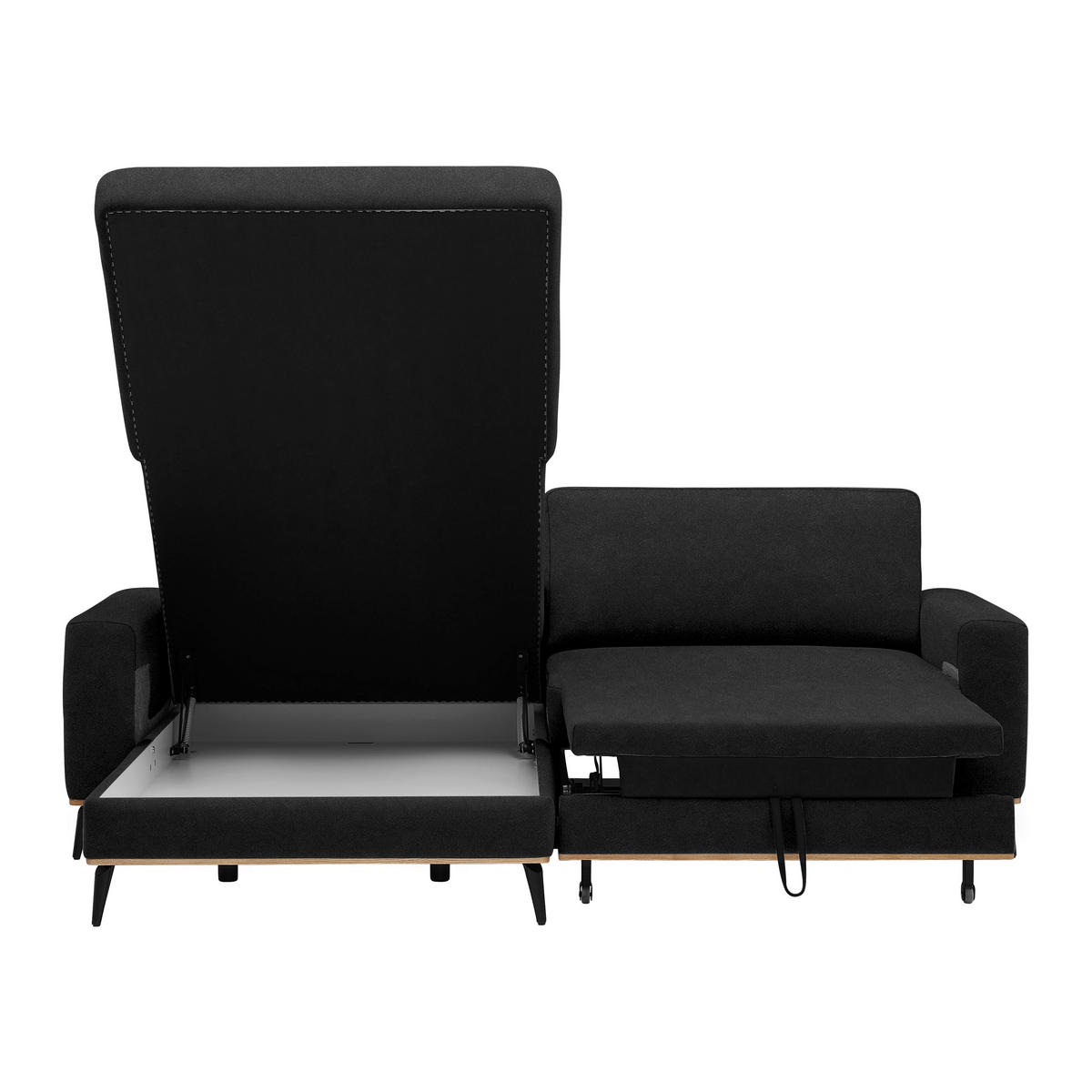 ECKSOFA in Lederlook, Mikrofaser Schwarz  - Schwarz, Konventionell, Holz/Textil (167/234cm) - MID.YOU