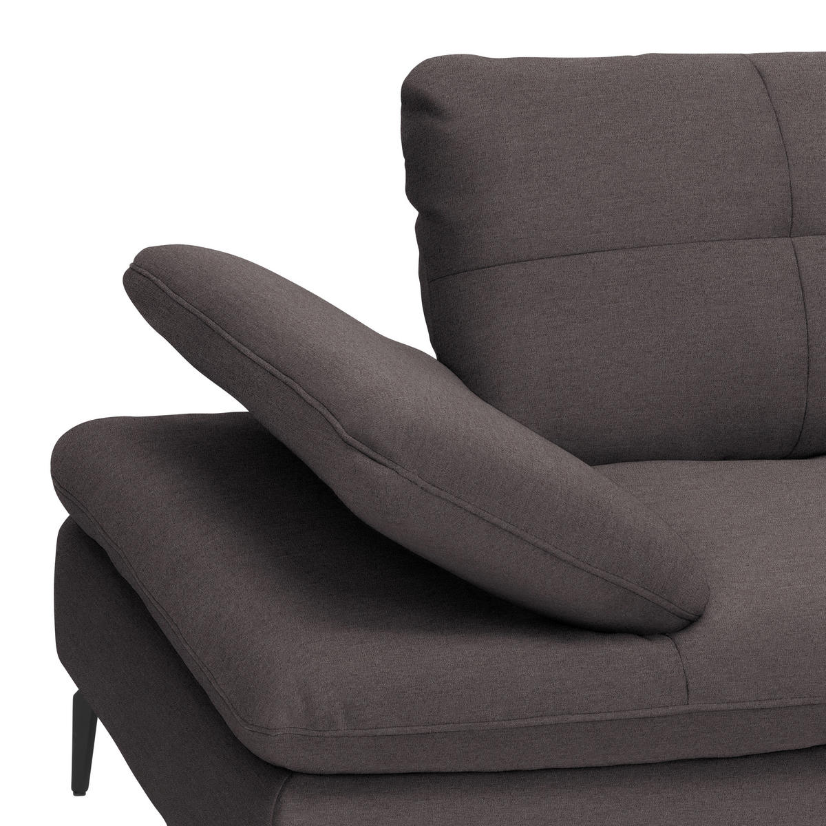 ECKSOFA in Webstoff Graphitfarben  - Schwarz/Graphitfarben, Design, Textil/Metall (301/179cm) - Chilliano