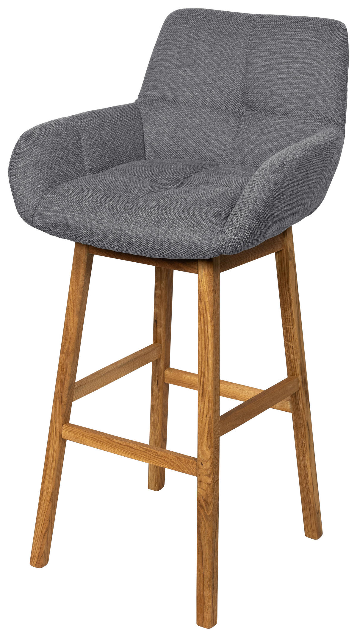 BARHOCKER Webstoff Anthrazit Eiche massiv  - Eichefarben/Anthrazit, KONVENTIONELL, Holz/Textil (54,5/104,5/58cm) - Linea Natura