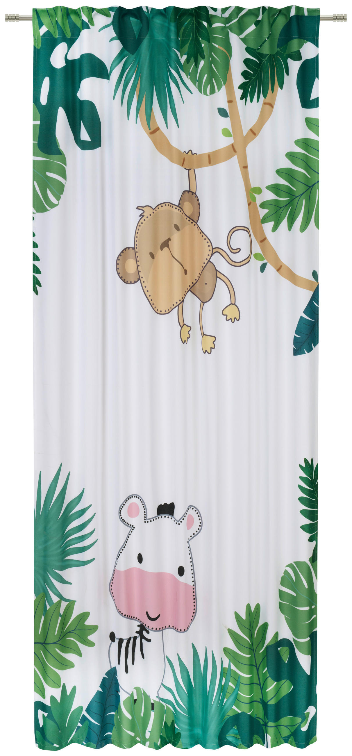 DĚTSKÝ ZÁVĚS, 135/245 cm - bílá/lesní zelená, Konvenční, textil (135/245cm) - Ben'n'jen