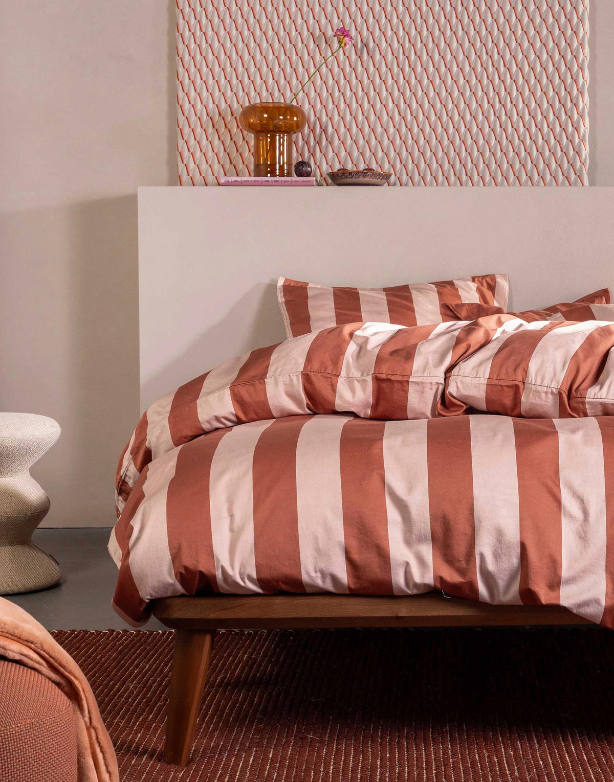 BETTWÄSCHE 2-teilig Minte Satin 135/200 cm  - Hellrosa/Terracotta, KONVENTIONELL, Textil (135/200cm) - Essenza
