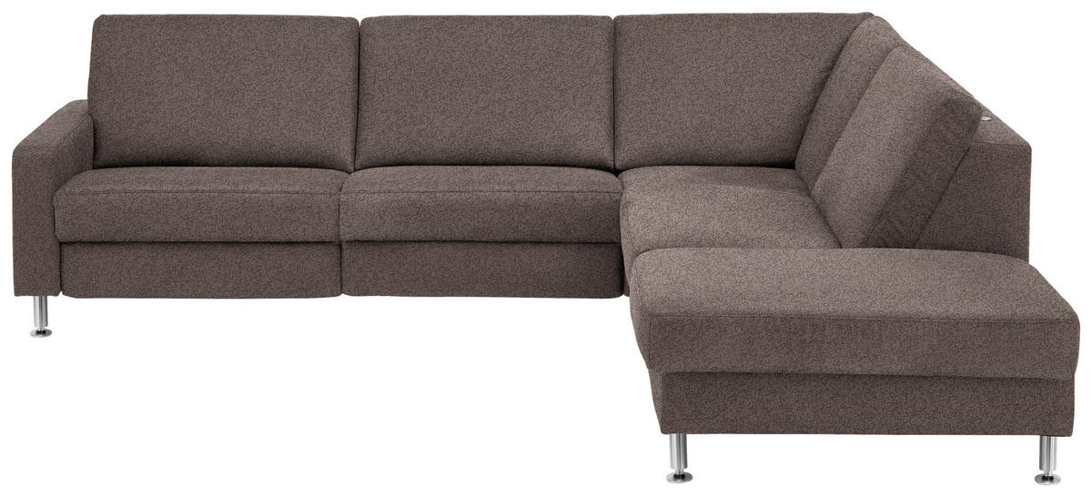 ECKSOFA in Mikrofaser Braun  - Alufarben/Braun, Design, Textil/Metall (275/242cm) - Dieter Knoll