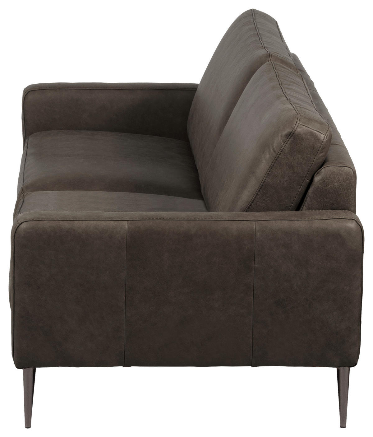 3,5-SITZER SPRING Echtleder Fango  - Fango/Schwarzchrom, Design, Leder/Metall (207/85/92cm) - Livetastic