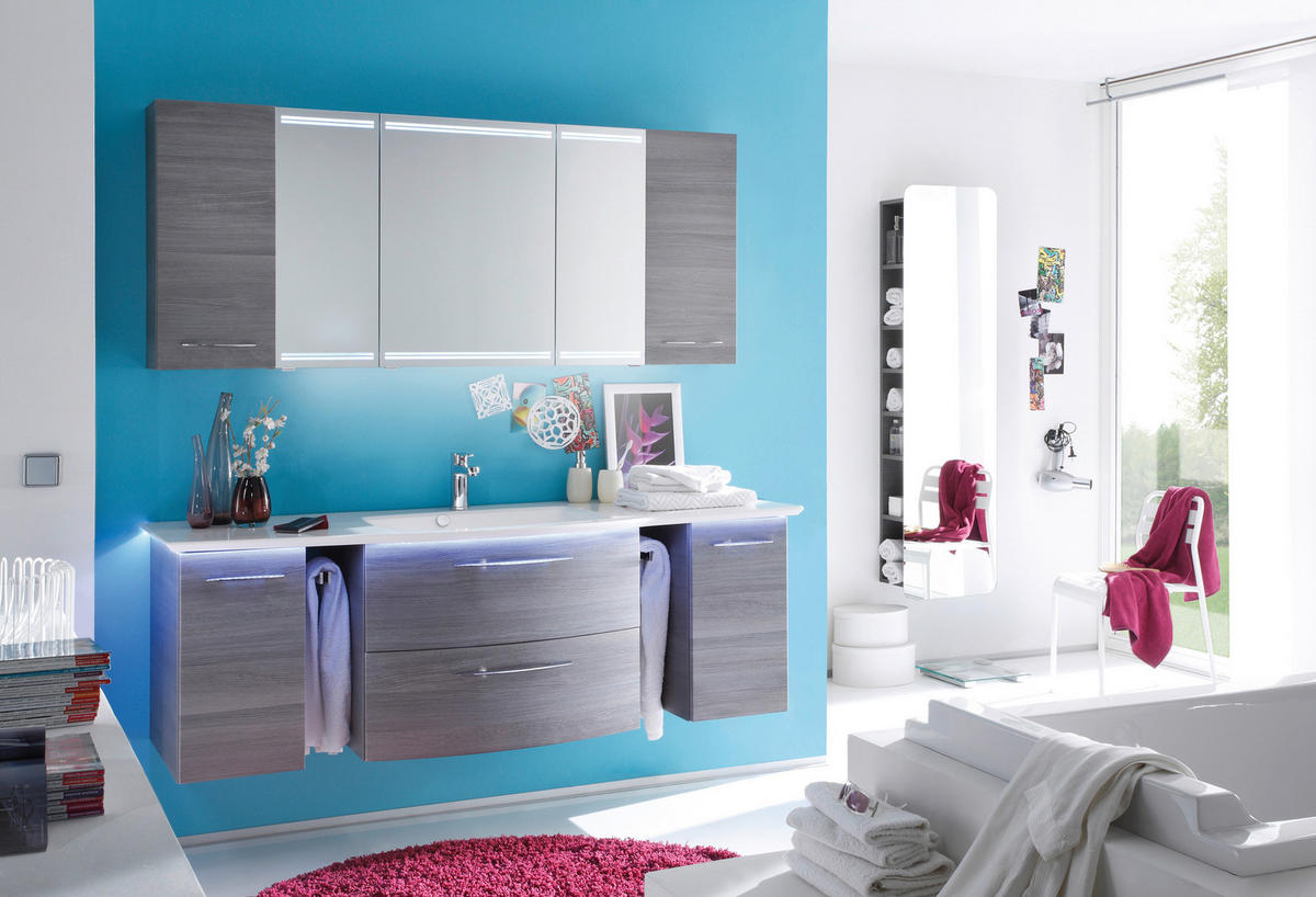 BADEZIMMER 7-teilig  in  - Chromfarben/Graphitfarben, KONVENTIONELL, Glas/Holzwerkstoff (171,5/200/90/50cm) - Sadena