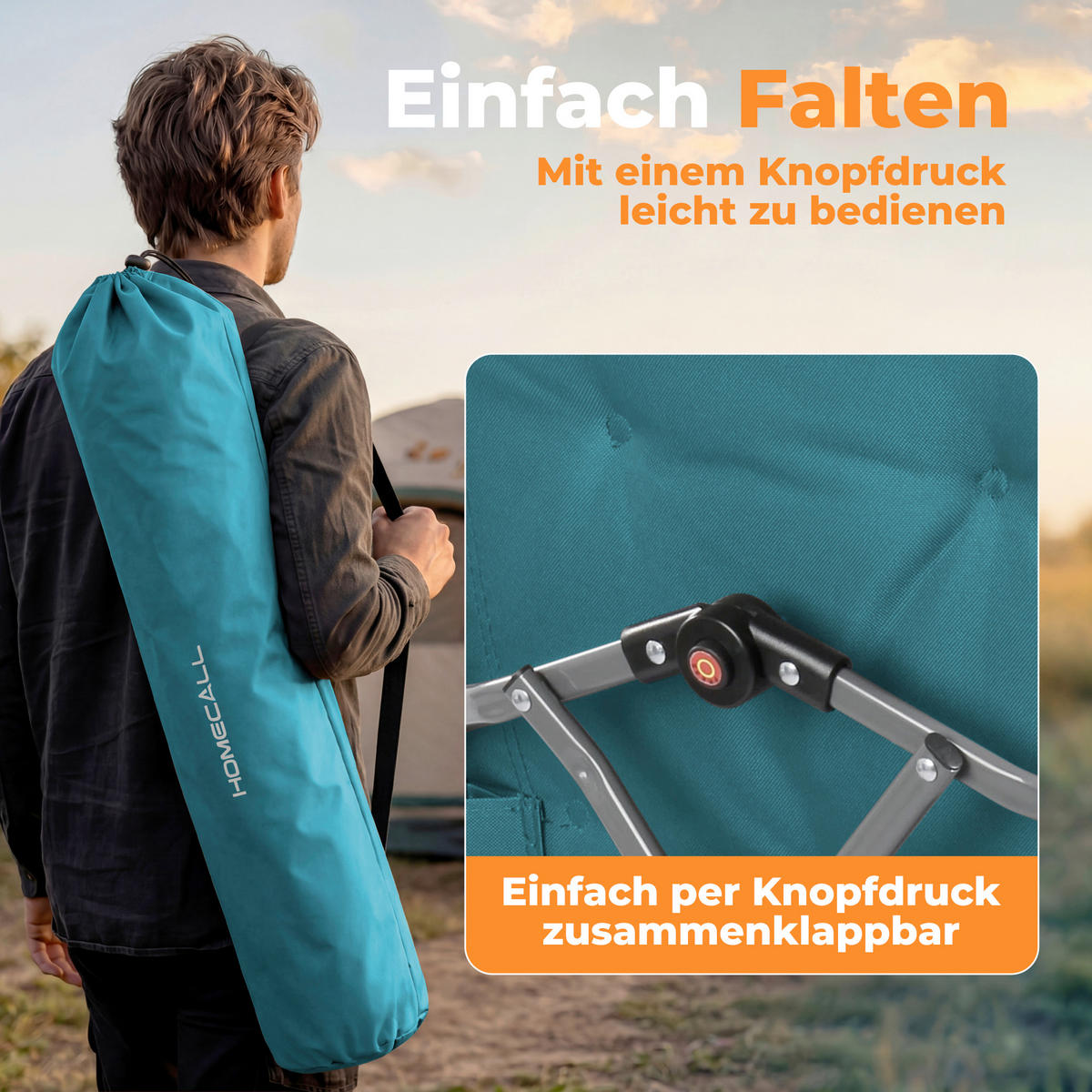 CAMPING-KLAPPSTUHL - Blau/Silberfarben, Basics, Textil/Metall (56/109/71cm) - Modante