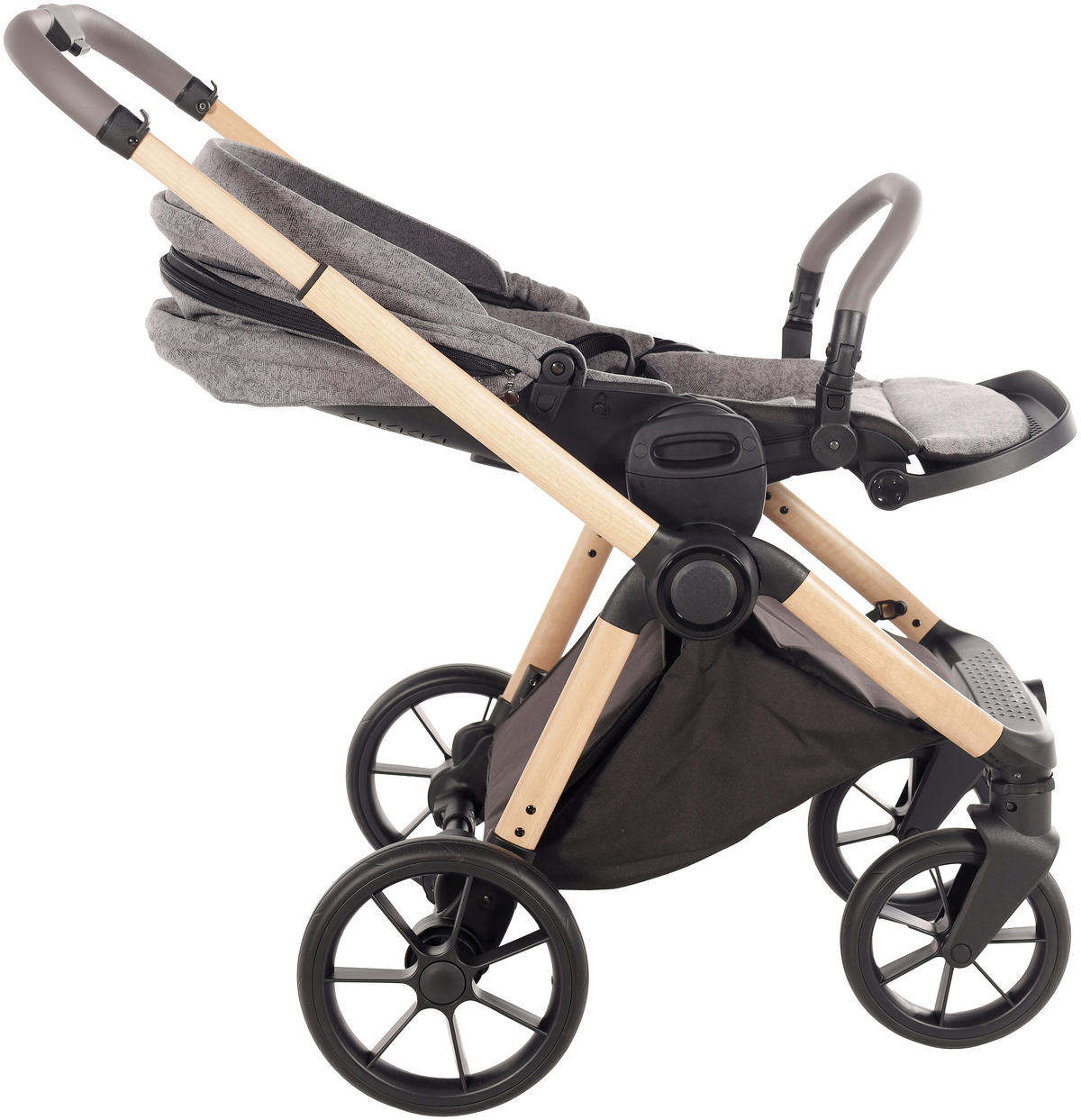KINDERWAGENSET  Facetty  Poppy Mousse  - Beige/Grau, Design, Textil/Metall (104,5/62/94cm) - Jimmylee