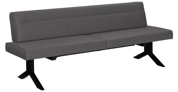 SITZBANK 220/87/70-86 cm  in Grau  - Schwarz/Grau, KONVENTIONELL, Textil/Metall (220/87/70-86cm) - Moderano