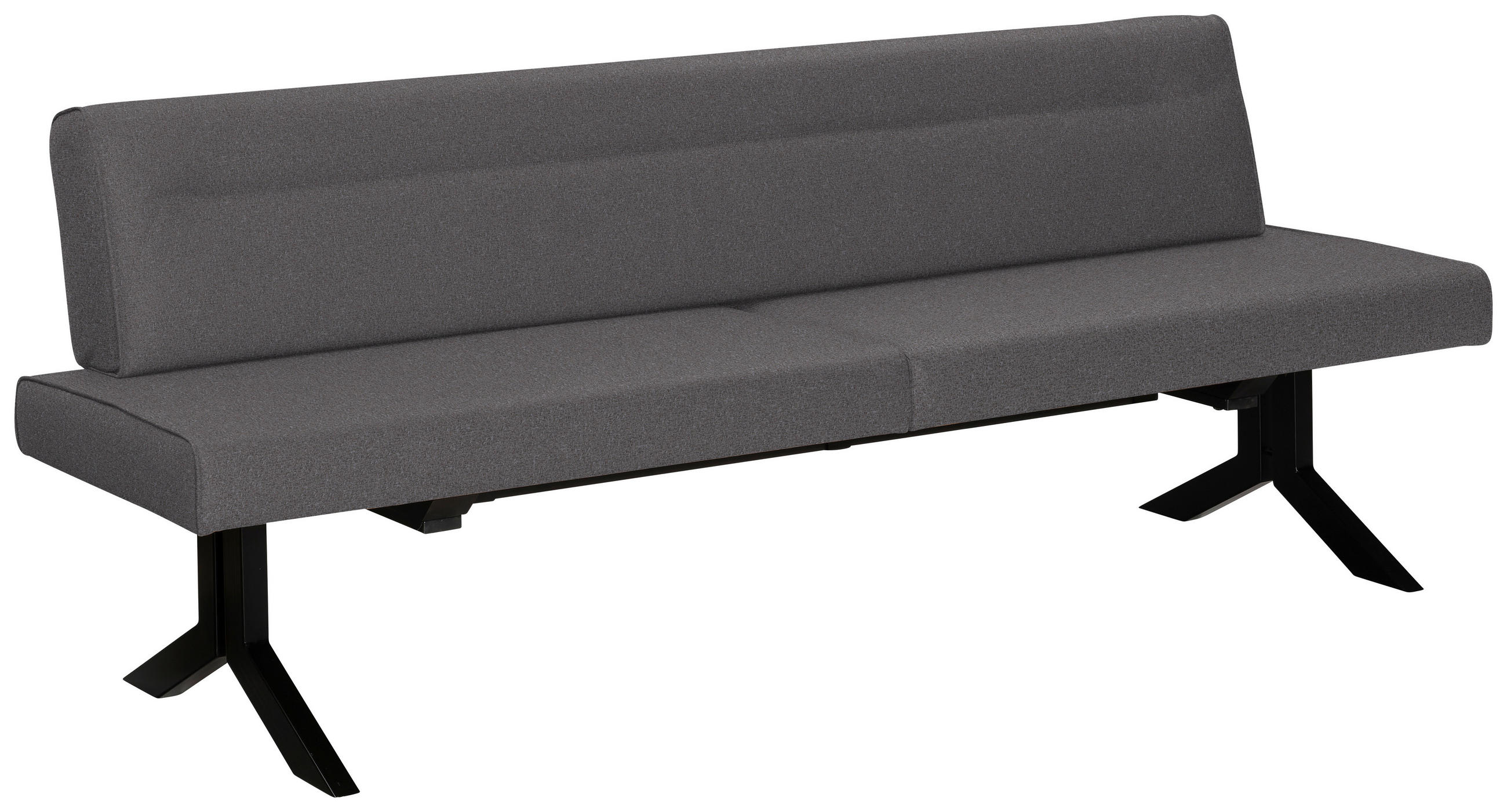 SITZBANK 220/87/70 cm Samt Grau Metall  - Schwarz/Grau, KONVENTIONELL, Textil/Metall (220/87/70cm) - Moderano