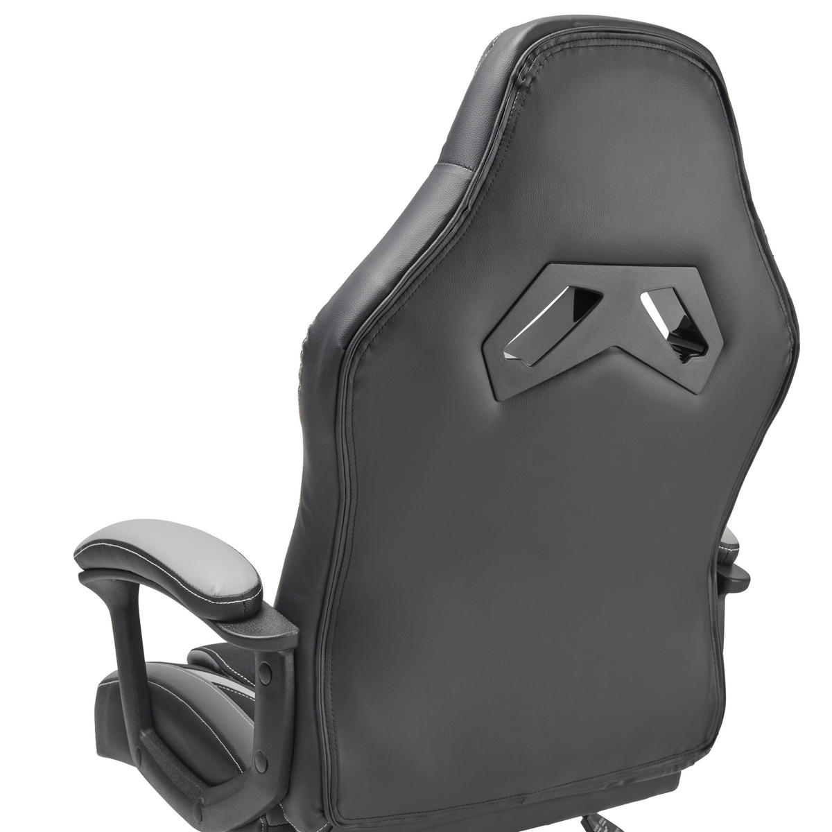 GAMINGSTUHL  in Lederlook, Mikrofaser Grau, Schwarz  - Schwarz/Grau, Lifestyle, Kunststoff/Textil (64,5/112-122/69cm) - Livetastic