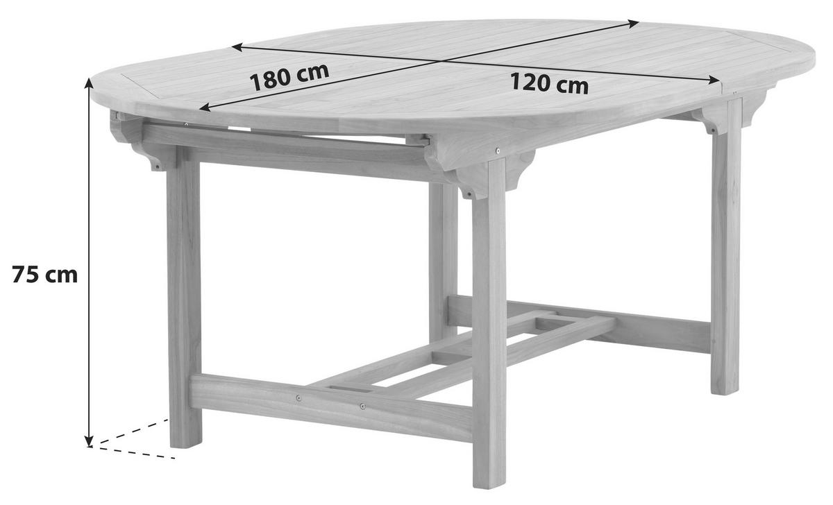 GARTENTISCH 180/120/75 cm  - Teakfarben, KONVENTIONELL, Holz (180/120/75cm) - Gardenson