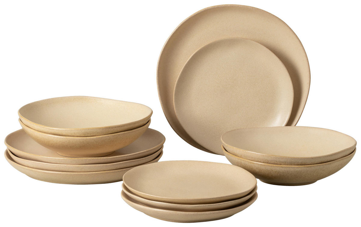 KOMBISERVICE Champagner LIVIA 12-teilig 4 Personen  - Champagner, Basics, Keramik - Costa Nova