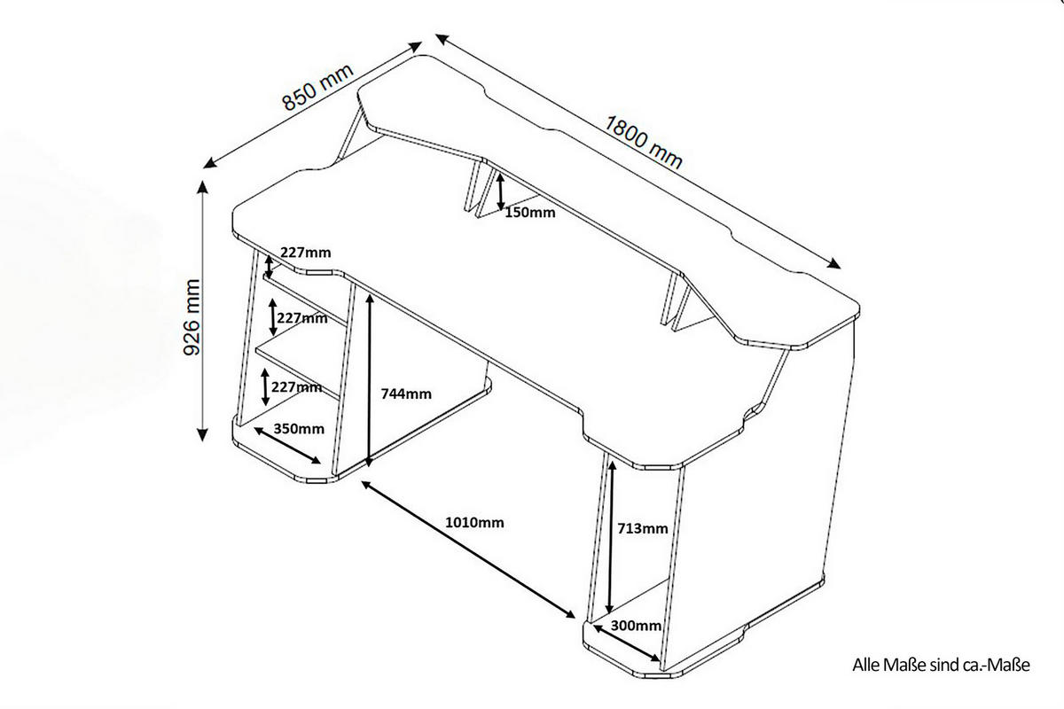 GAMINGTISCH Anthrazit, Weiß  - Anthrazit/Weiß, LIFESTYLE, Holzwerkstoff (180/85/76cm) - MID.YOU