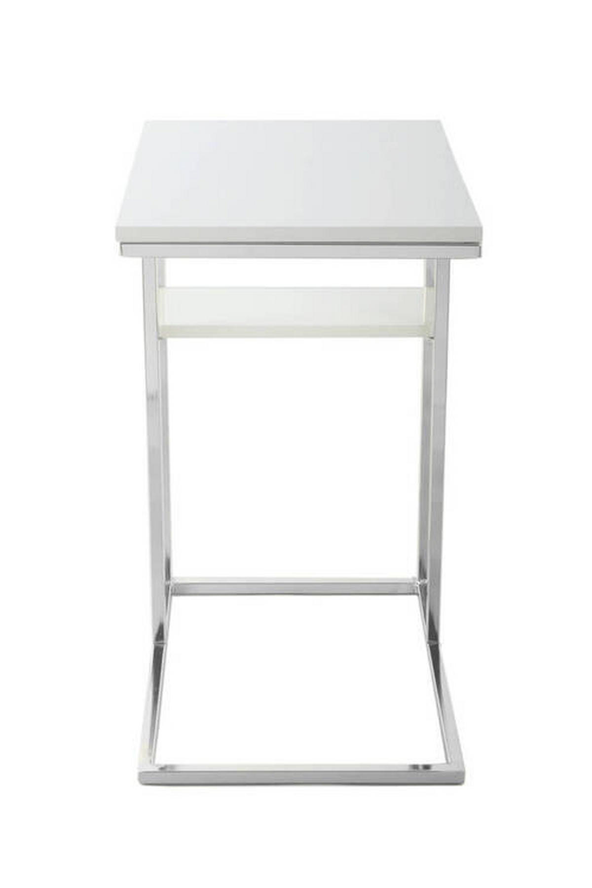 PRÍRUČNÝ STOLÍK, strieborná, biela - biela/strieborná, Design, kov (48/35/62cm)