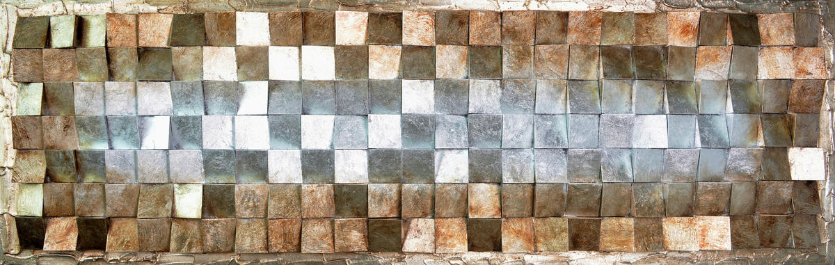 BILD Abstraktes 180/55 cm  - Messingfarben/Silbereichenfarben, Design, Holz (180/55cm) - Monee