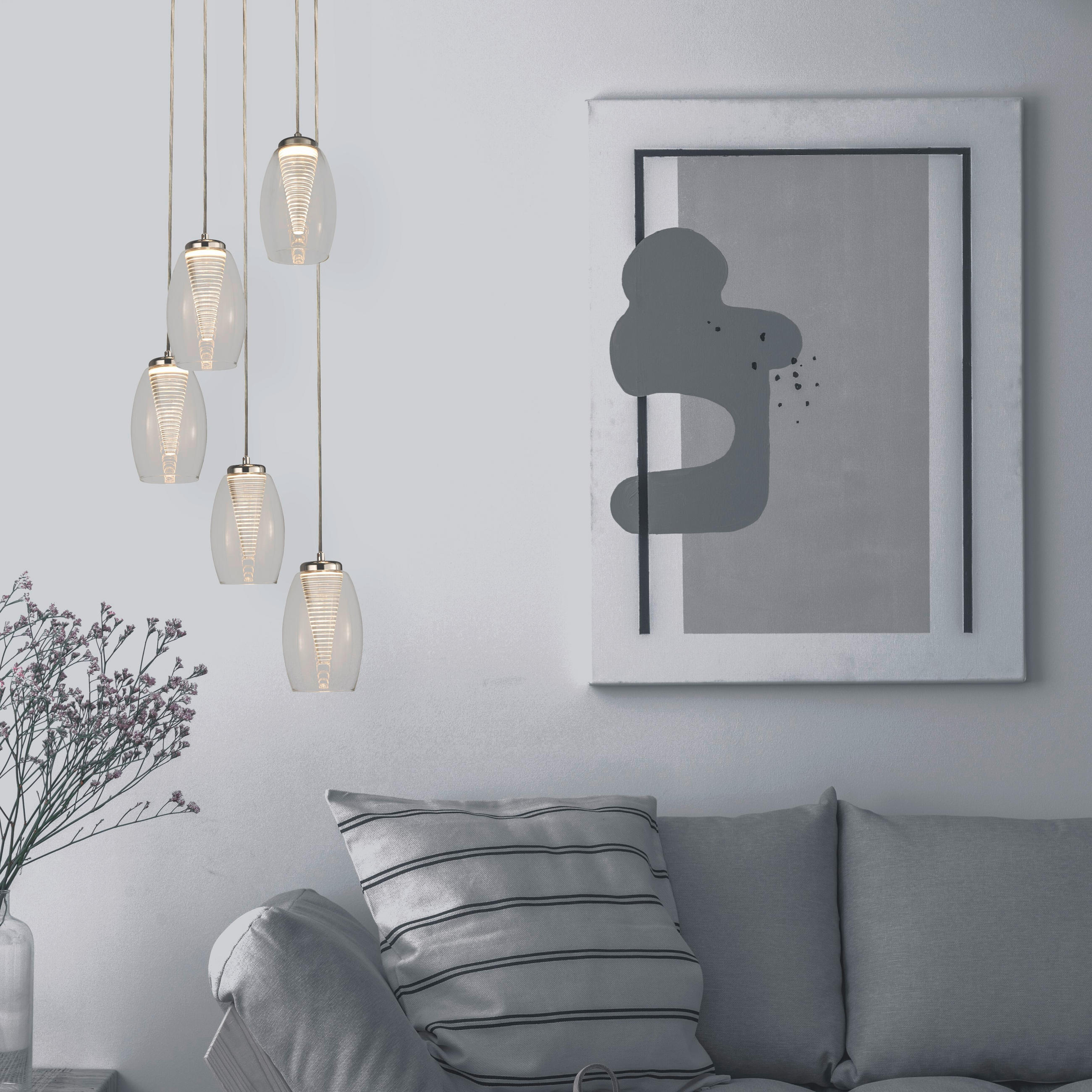 LED-HÄNGELEUCHTE 35/150 cm  - Chromfarben, LIFESTYLE, Glas/Kunststoff (35/150cm)