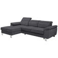 ECKSOFA  in Webstoff Grau  167/250 cm  - Silberfarben/Grau, Design, Textil/Metall (167/250cm) - Xora