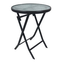 GARTENTISCH Metall, Glas Anthrazit rund  - Anthrazit, MODERN, Glas/Metall (55/70cm) - Gardenson