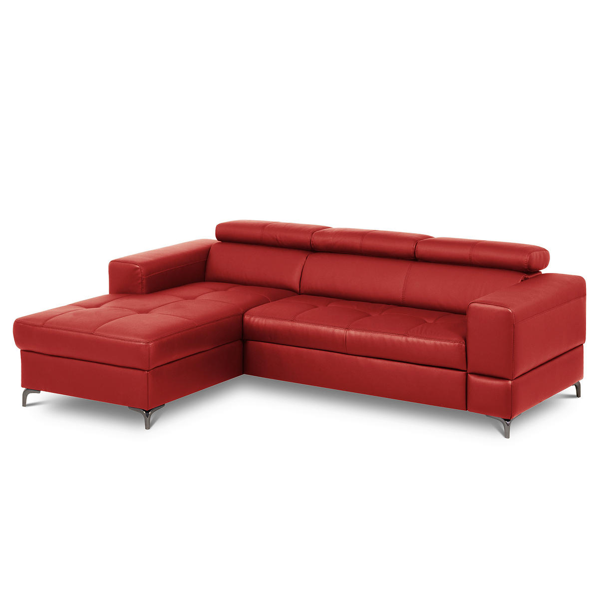 ECKSOFA  in Lederlook Echtleder Rot  - Rot/Schwarz, Design, Leder/Textil (173/247cm) - Livetastic