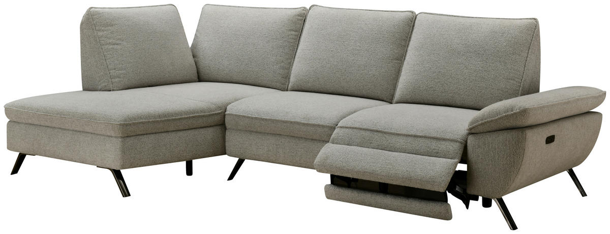 ECKSOFA Beige Webstoff  - Beige/Schwarz, MODERN, Textil/Metall (161/290cm) - Livetastic