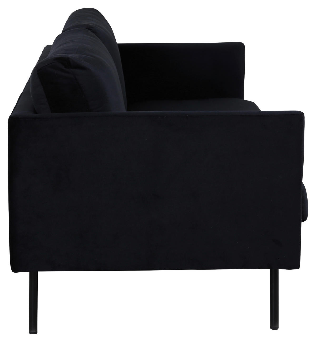 2-SITZER-SOFA in Samt Schwarz  - Schwarz, Design, Textil/Metall (180/78/80cm) - Livetastic