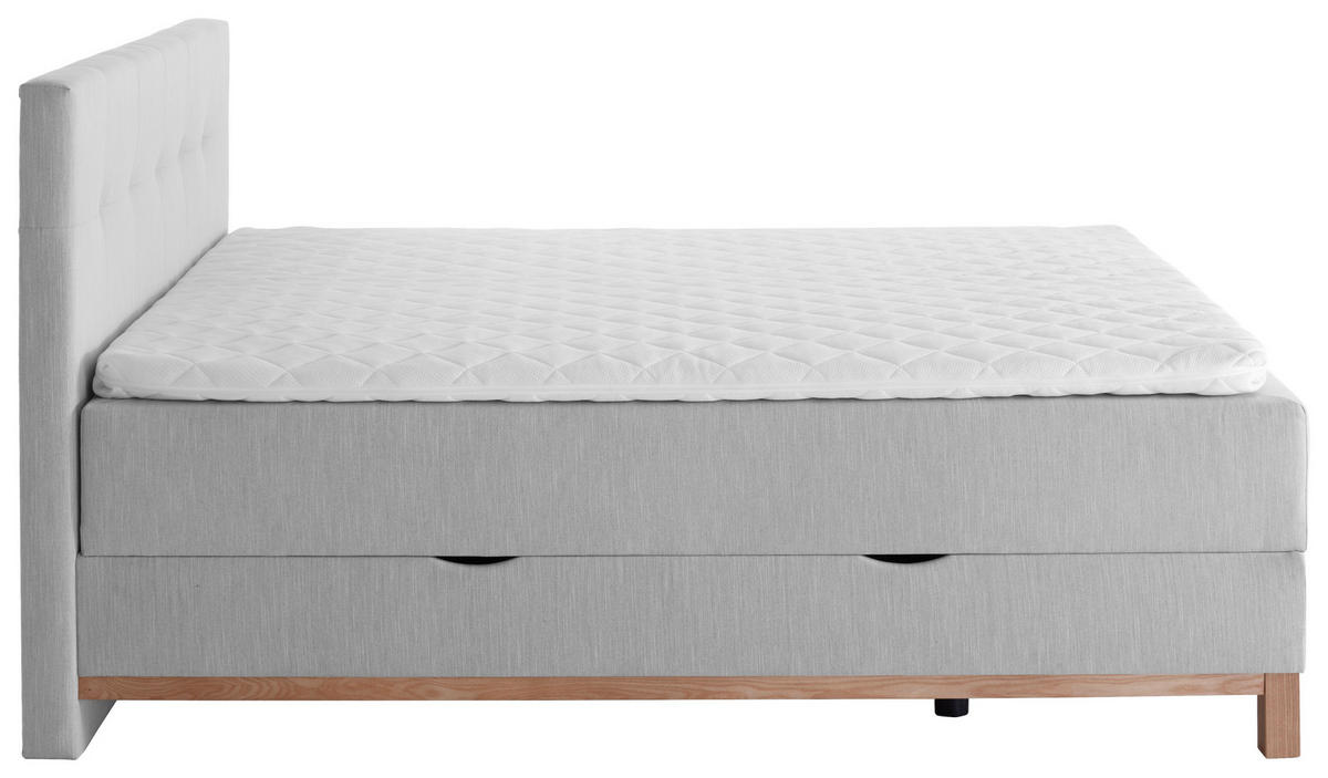 BOXBETT 180/200 cm  in Hellgrau  - Eichefarben/Hellgrau, MODERN, Holz/Textil (180/200cm) - Livetastic