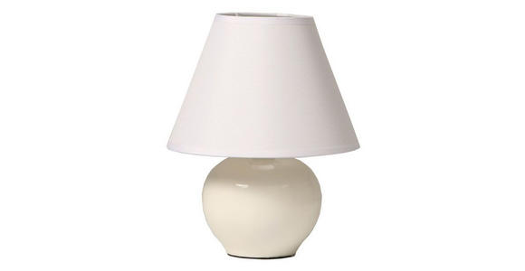 Tischlampe Cindy Cremefarben mit Kugel-Keramikfuß - Creme, KONVENTIONELL, Keramik/Textil (18/23cm) - Ombra