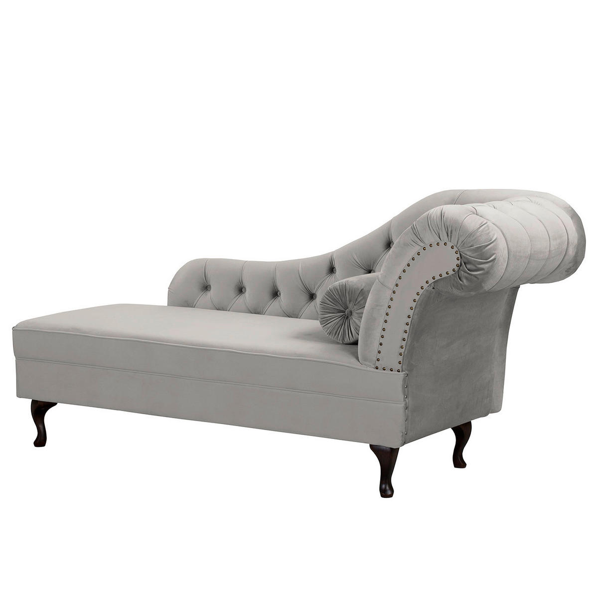 RÉCAMIERE Pako in Samt Grau  - Braun/Grau, Design, Holz/Textil (185/93/75cm) - Livetastic