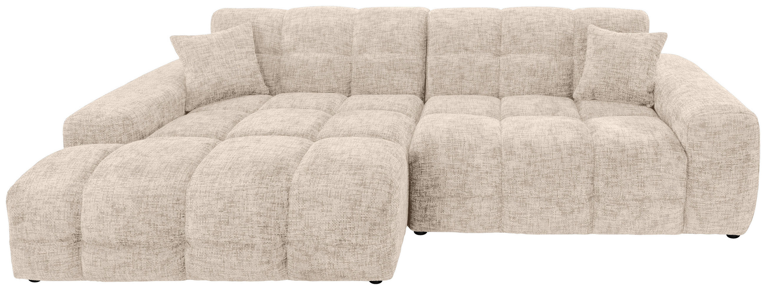 ECKSOFA in Struktur Creme  - Creme/Schwarz, Modern, Kunststoff/Textil (152/301cm) - Livetastic