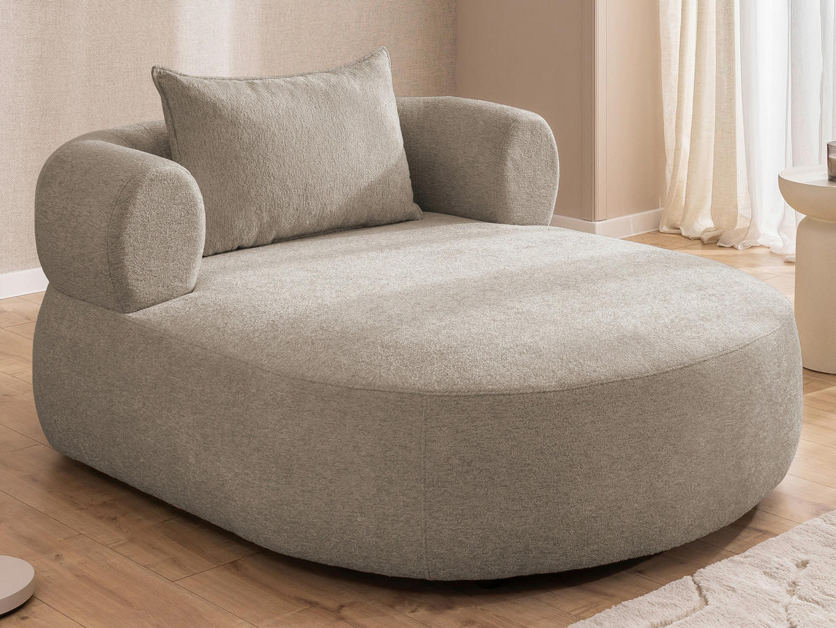 XXL-SESSEL Chenille Hellbraun    - Hellbraun/Schwarz, Design, Kunststoff/Textil (122/76/156cm) - Livetastic