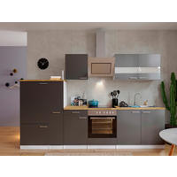 KÜCHENBLOCK 300 cm   in Grau  - Edelstahlfarben/Nussbaumfarben, Basics, Holzwerkstoff/Metall (300cm) - Respekta