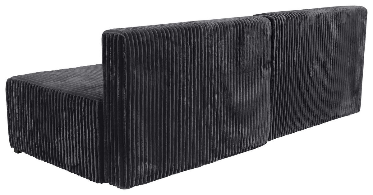 ECKSOFA in Cord Schwarz  - Schwarz, Modern, Holz/Textil (145/210cm) - MID.YOU