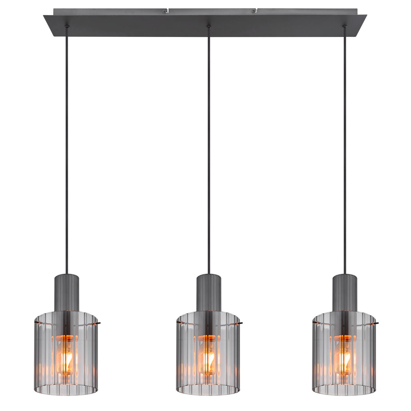 HÄNGELEUCHTE 98/18/120 cm    - Dunkelgrau, Design, Glas/Metall (98/18/120cm) - Globo
