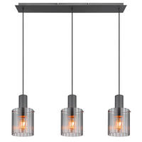 HÄNGELEUCHTE 98/18/120 cm    - Dunkelgrau, Design, Glas/Metall (98/18/120cm) - Globo