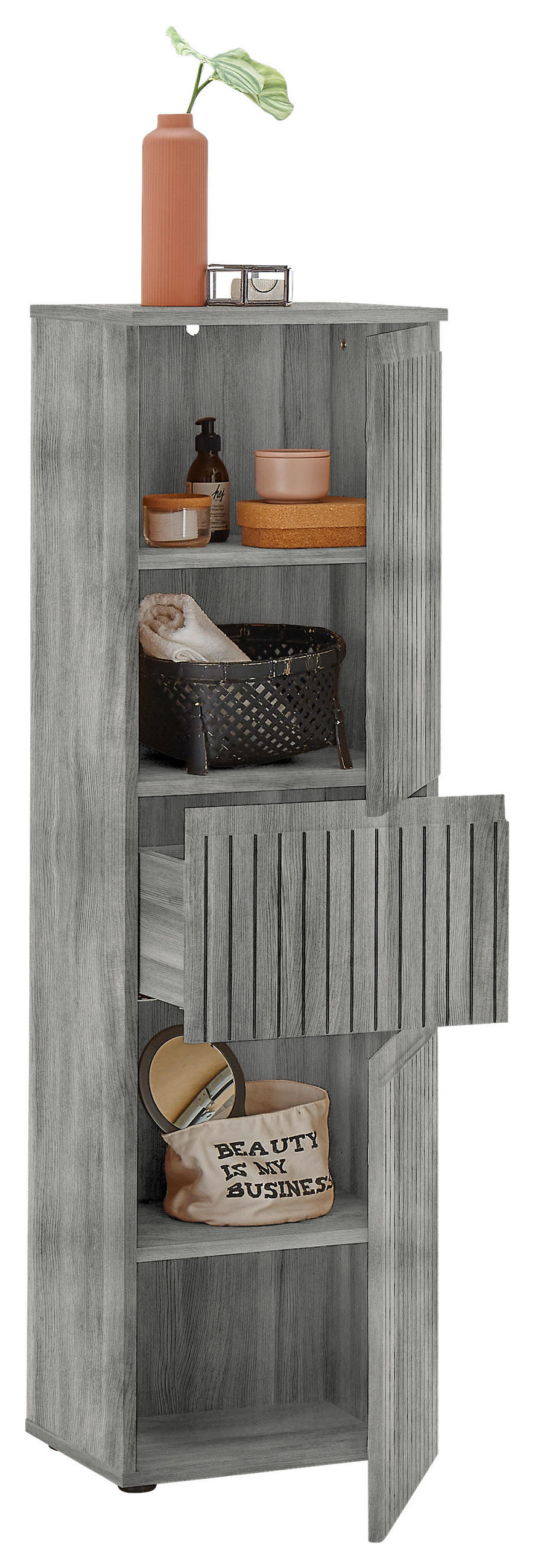 MIDISCHRANK 40/136/31 cm  - Eiche grau/Schwarz, MODERN, Holzwerkstoff/Kunststoff (40/136/31cm) - MID.YOU