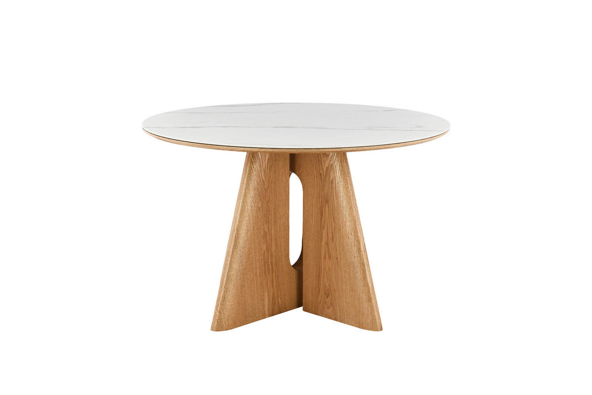 ESSTISCH 120/75/120 cm Echtholz, Nachbildung  Holz, Stein, Holzwerkstoff rund Weiß, Eichefarben  - Eichefarben/Weiß, Design, Holz/Holzwerkstoff (120/75/120cm) - VanDerken