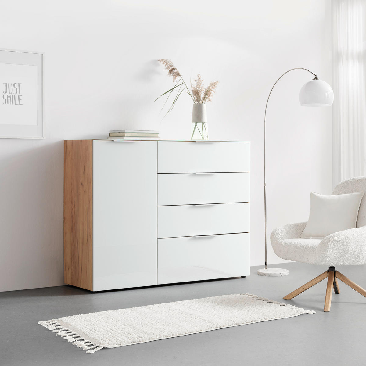 TÁLALÓSZEKRÉNY 134/102/42 cm  - króm/fekete, Modern, műanyag/faalapú anyag (134/102/42cm) - Premium Living