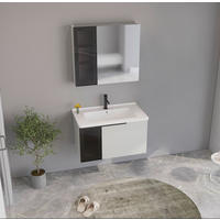 BADEZIMMER 3-teilig  in  - Weiß Hochglanz/Beige, MODERN, Glas/Holz (80/114/45cm) - MID.YOU