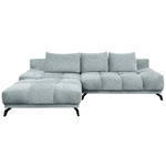 ECKSOFA Türkis Chenille Rückenkissen, Bettkasten, Schlaffunktion, Rücken echt  - Türkis/Schwarz, MODERN, Textil/Metall (182/290cm) - Hom`in