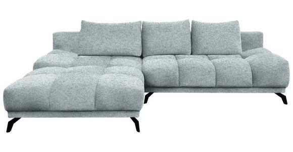 ECKSOFA Türkis Chenille Rückenkissen, Bettkasten, Schlaffunktion, Rücken echt  - Türkis/Schwarz, MODERN, Textil/Metall (182/290cm) - Hom`in