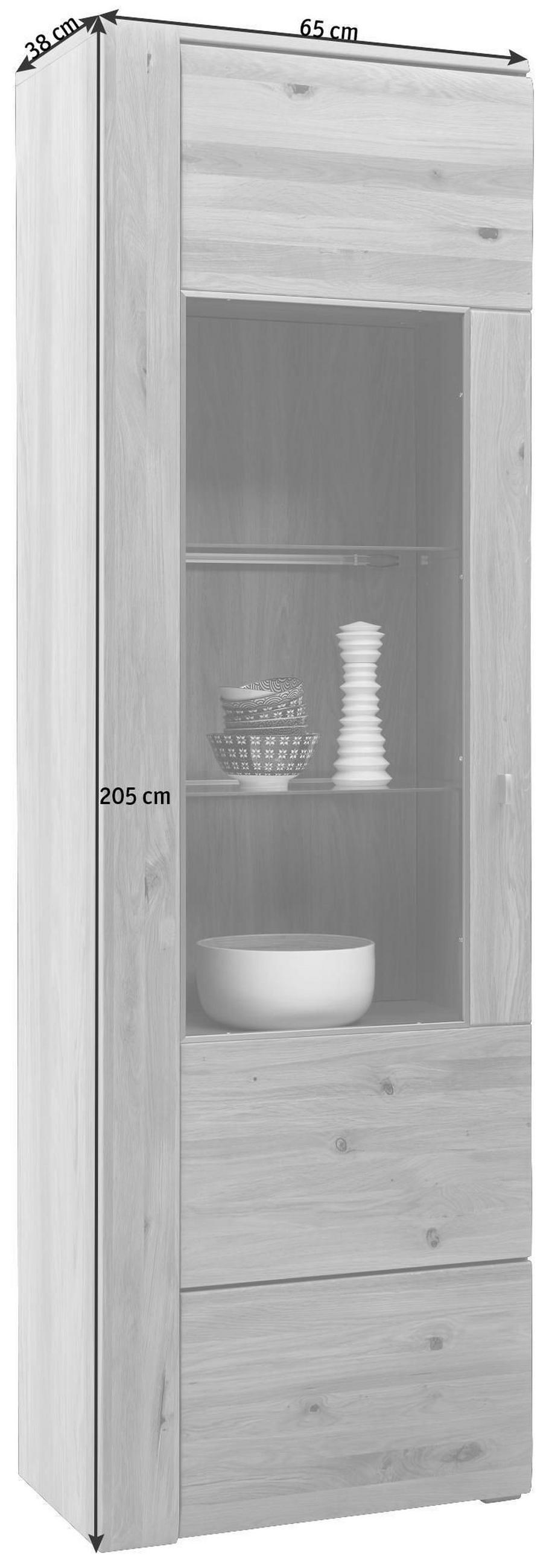 VITRINE Colorado Eichefarben  65/205/38 cm  - Eichefarben/Alufarben, Konventionell, Glas/Holz (65/205/38cm) - Voleo